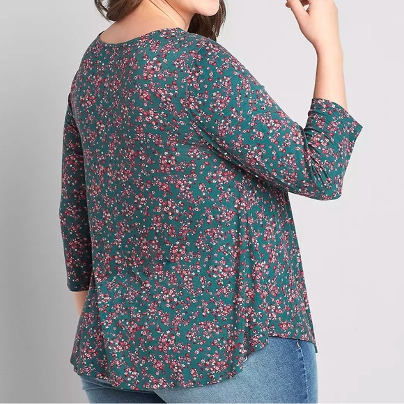 Sweetheart Neck Max Swing Tee Luna Floral Cinch Front Lane Bryant Size 18/20 - Picture 5 of 11